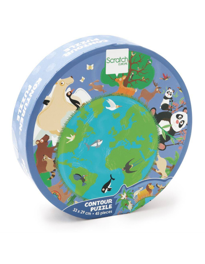 Kids παζλ ζώα του κόσμου Contour World for 4++ Years 45pcs Scratch Europe